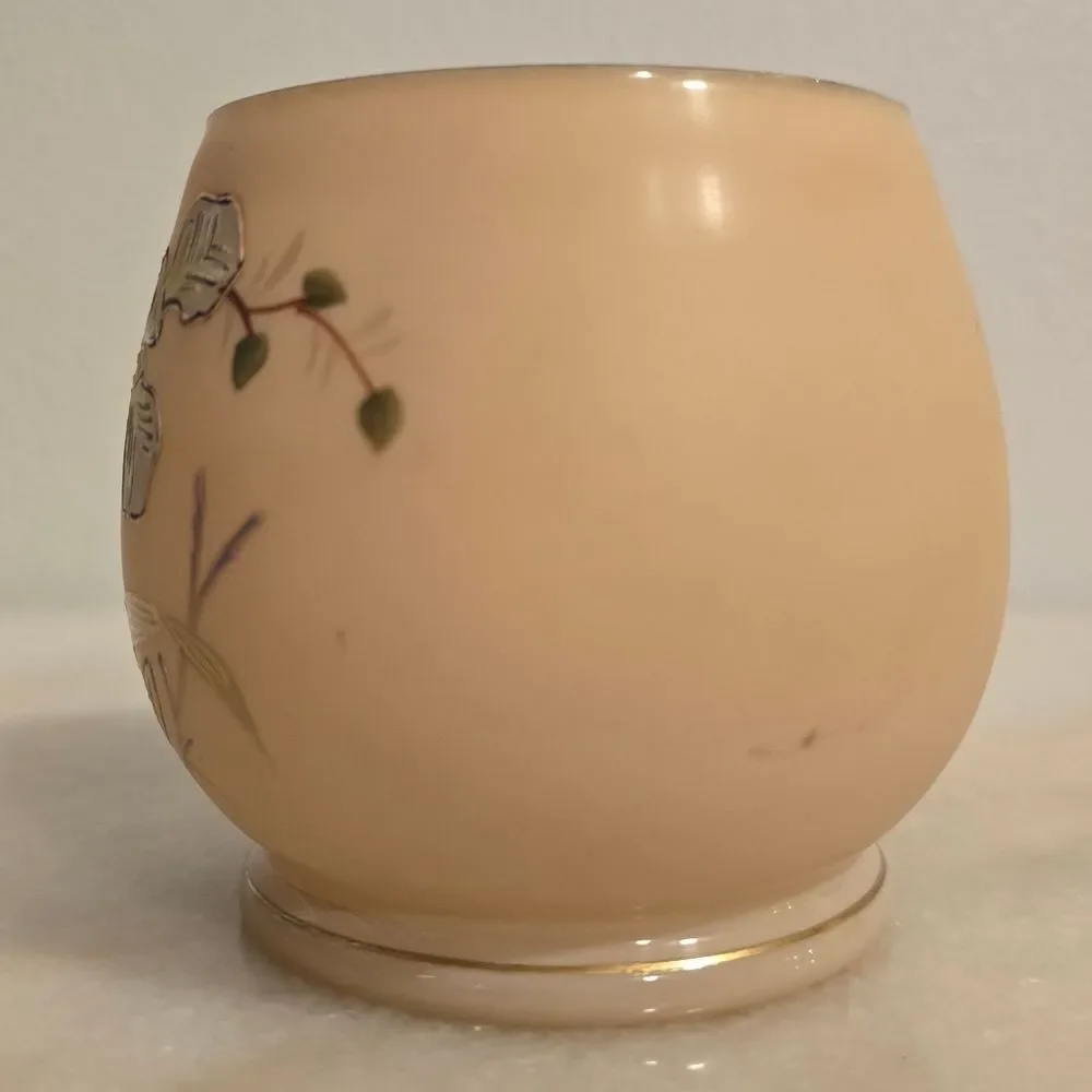 Vintage Enameled Glass Pastel Hand Painted Floral Vase - Picture 11 of 12